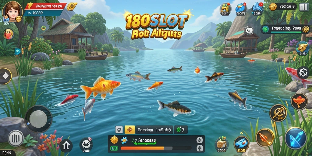 Screenshot gameplay Fishing di 180SLOT menunjukkan aksi memancing yang mendebarkan.