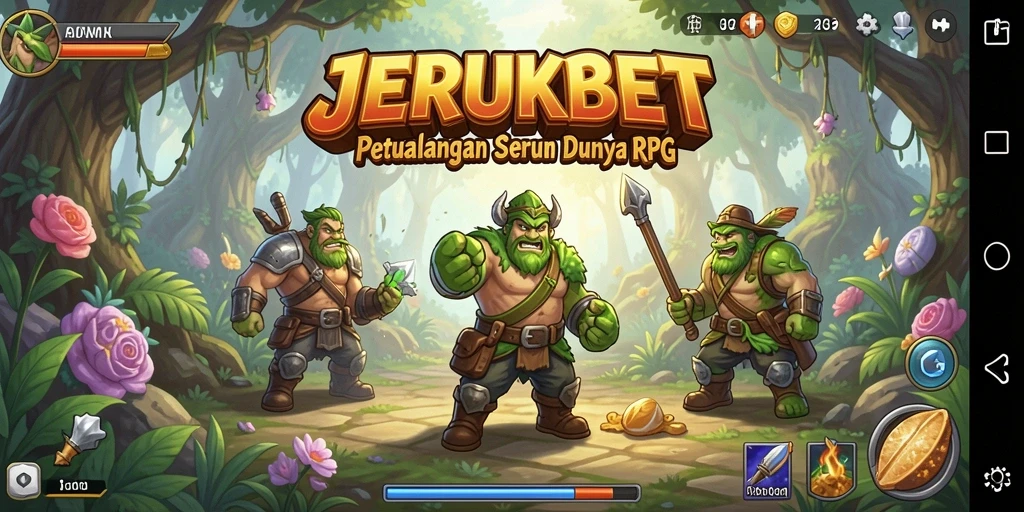 Tampilan aksi epik dalam gameplay RPG JERUKBET.