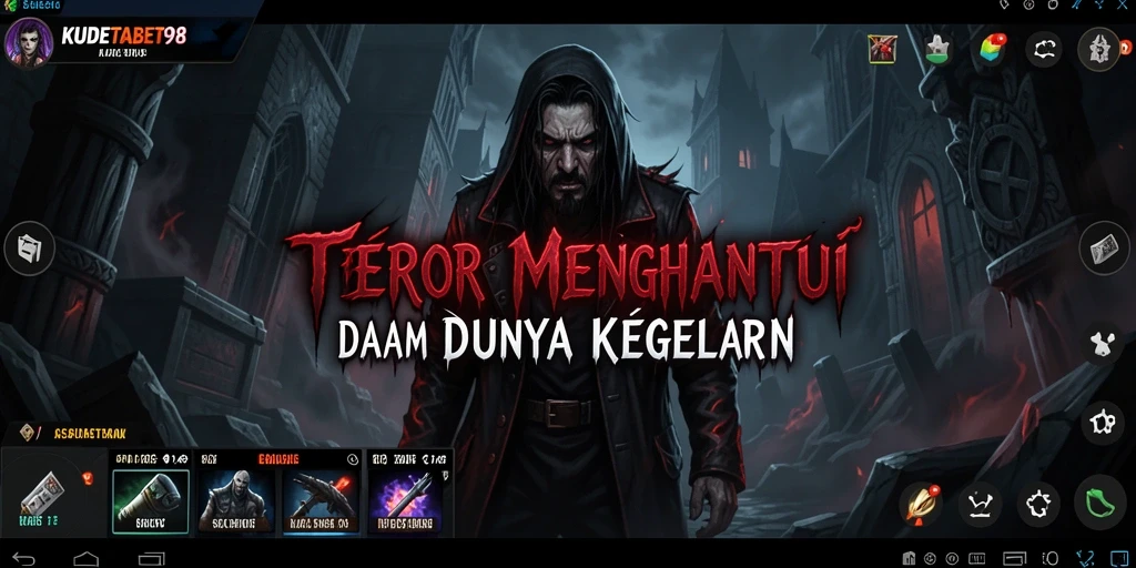 Tampilan menegangkan dari gameplay KUDETABET98 yang penuh kegelapan.