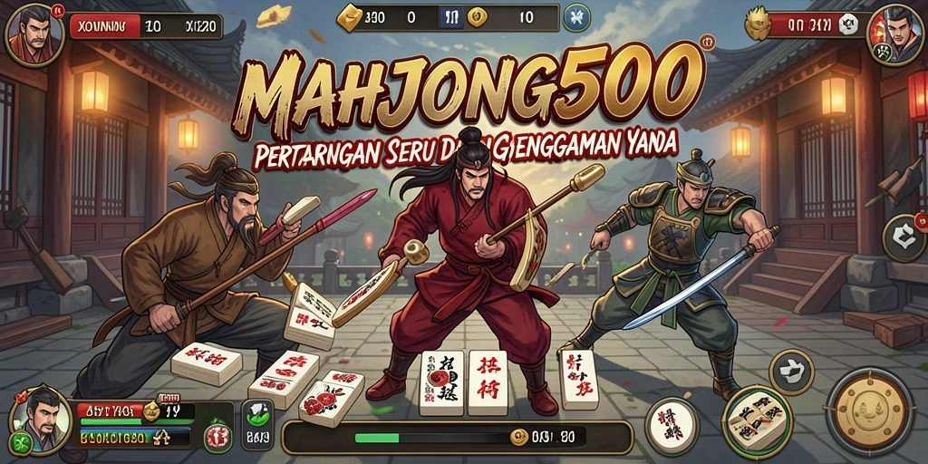 Tampilkan pertarungan epik dalam MAHJONG500 dengan karakter beragam.
