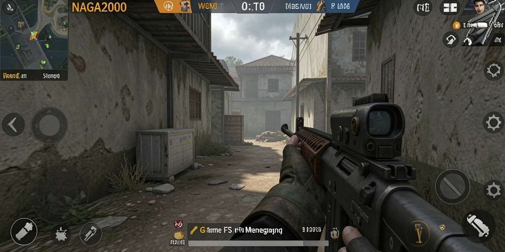 Tangkapan layar dari NAGA2000 yang menunjukkan aksi mendebarkan dalam permainan FPS.