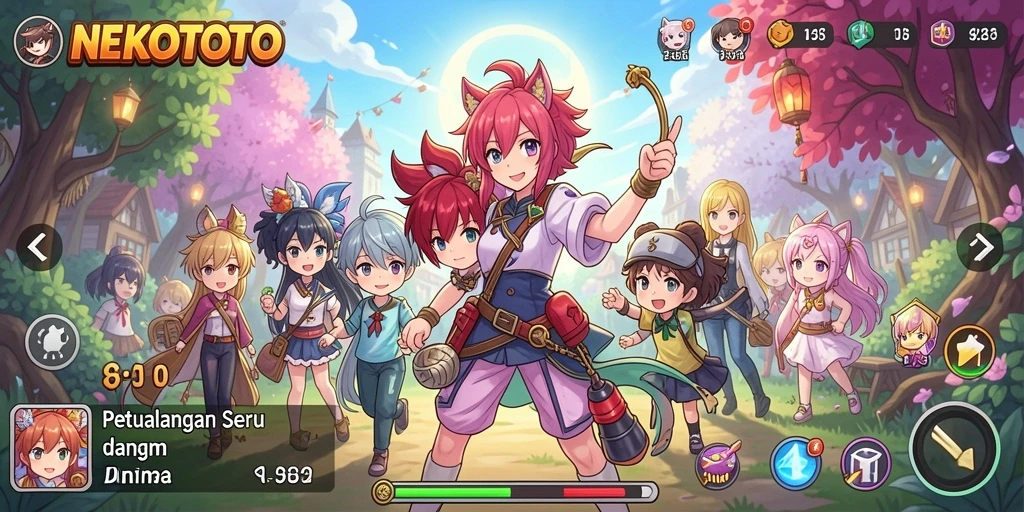 Tampilan menakjubkan dari gameplay NEKOTOTO yang penuh warna.