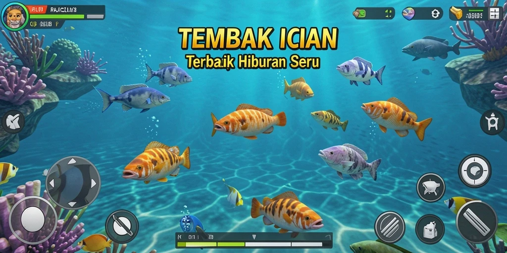 Screenshot gameplay RAJACLUB dengan aksi menembak ikan yang seru.