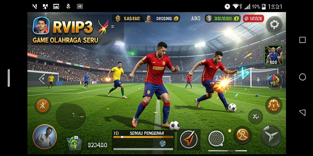 Tampilan seru dari gameplay RVIP3 menampilkan aksi olahraga yang mendebarkan.