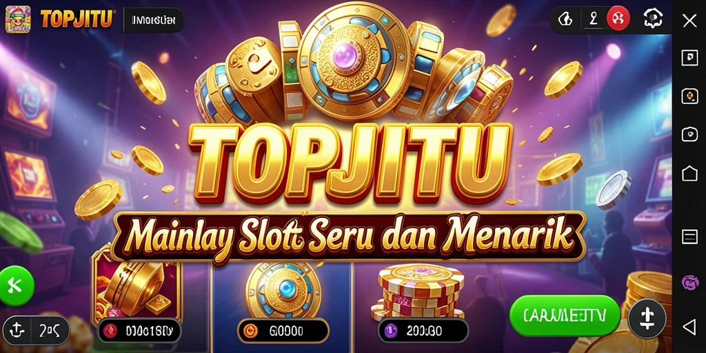 Screenshot menunjukkan gameplay seru di TOPJITU dengan banyak fitur menarik.