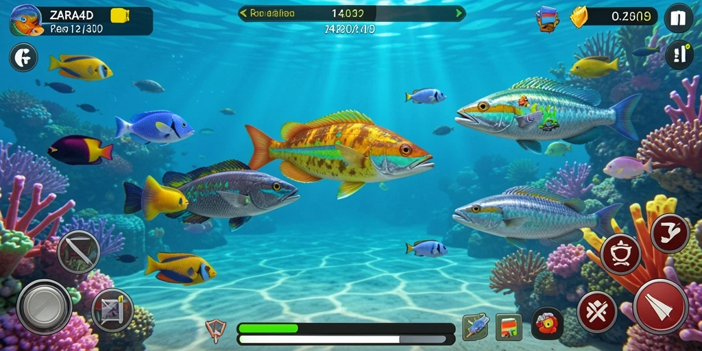 Screenshot ZARA4D menampilkan aksi menembak ikan yang seru.